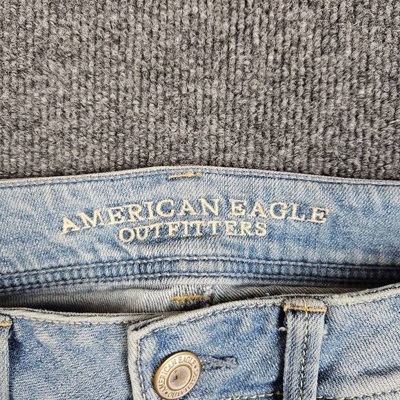 American Eagle Kick Boot Jeans Women's 8 SHORT Stretch Light Wash Low Rise Blue - Picture 8 of 10